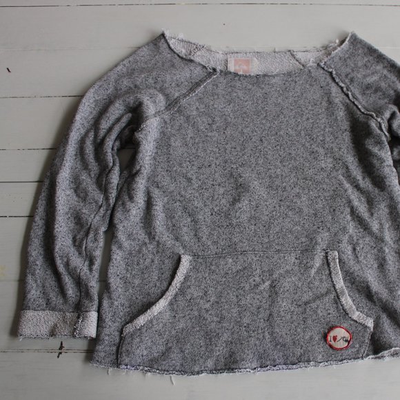 Quicksilver Heather Grey Distressed Beach Pullover Sweater - Picture 1 of 7